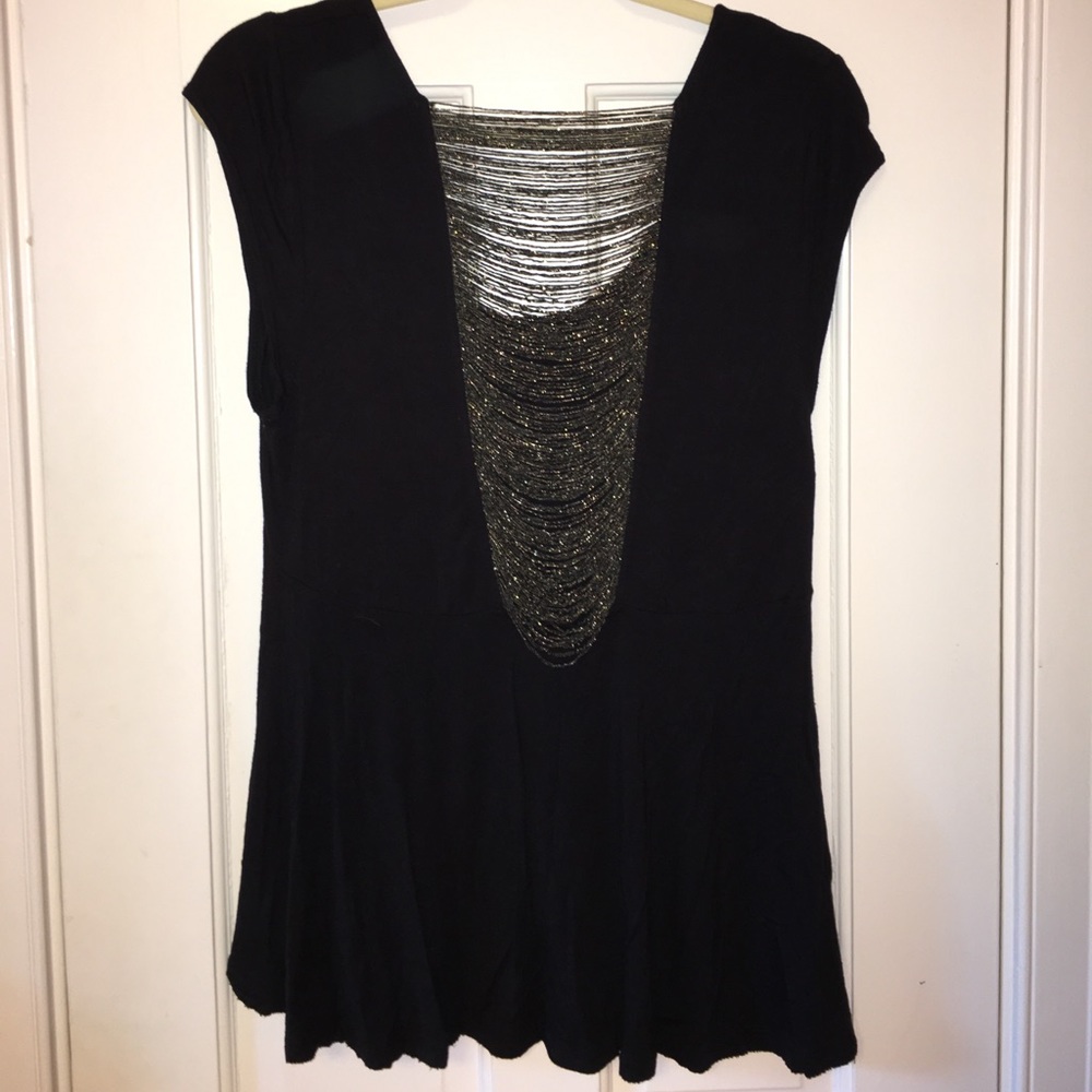 Free People Black Shirt with Sparkly Back